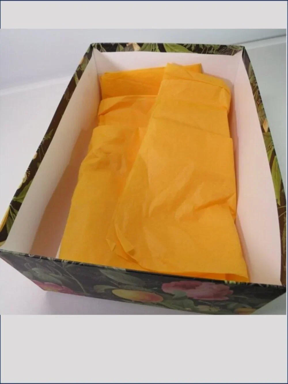 VTG Victorian Black Botanical Floral & Fruit Gift Box Storage 11x8 With Bow